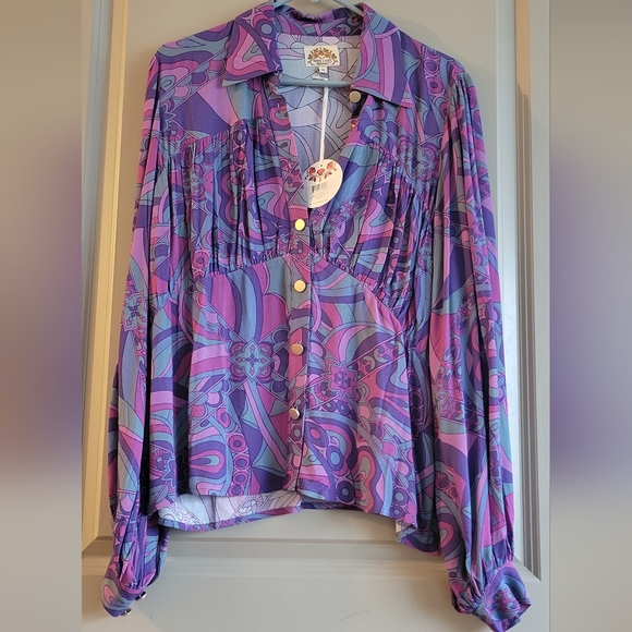 Nine Lives Bazaar - Edie Blouse in Berry Bang, size AU10 - Picture 7 of 14